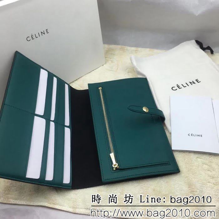 CELINE賽琳原單 專櫃 手掌紋牛皮搭扣拼色錢夾 4148 SL1683